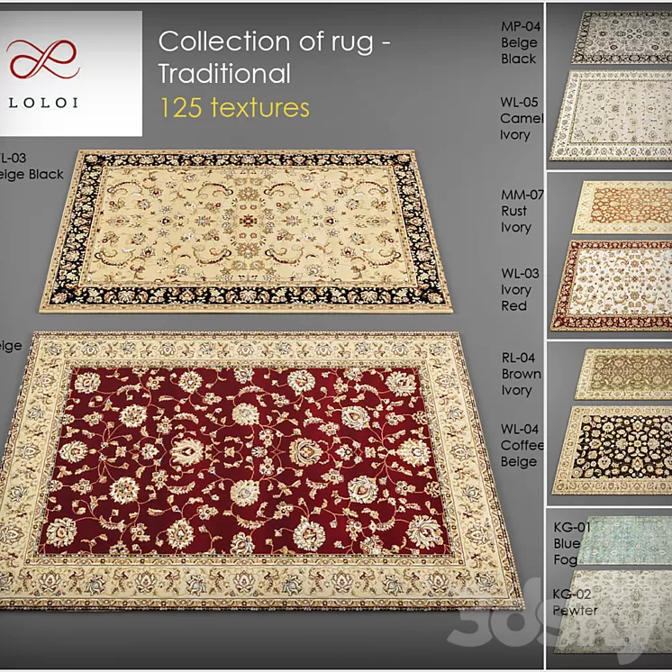 Collection of Loloi rugs 3D Model