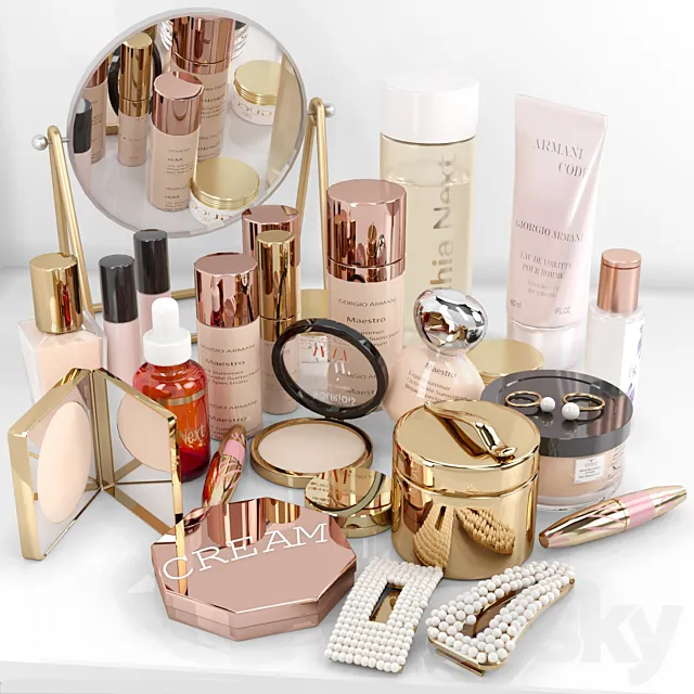 Collection of luxury cosmetics for beauty salons and dressing table. Make up 3DModel