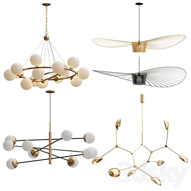 Collection of Minimalist Chandelier 3D Model