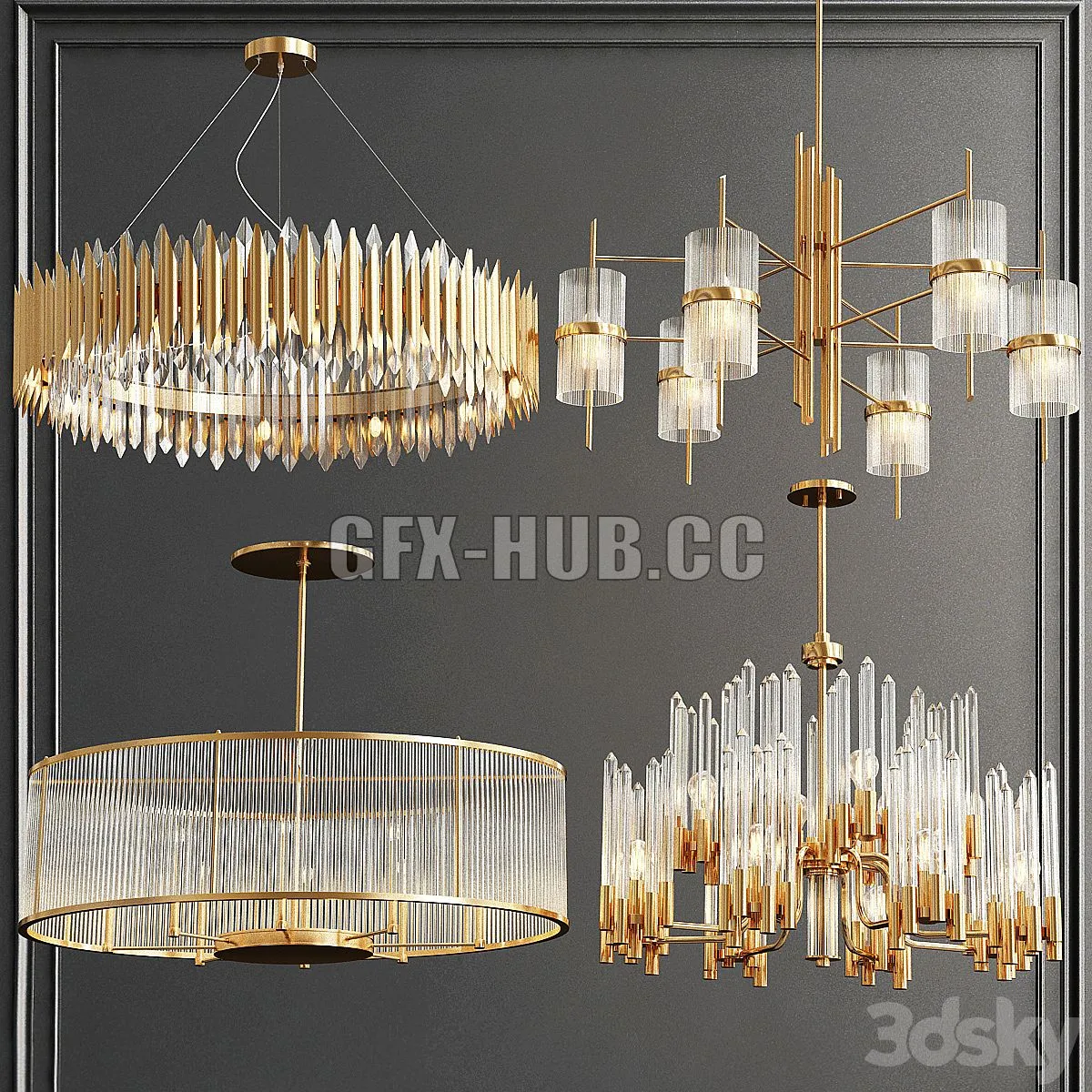 Collection of Modern Chandelier 3D Model