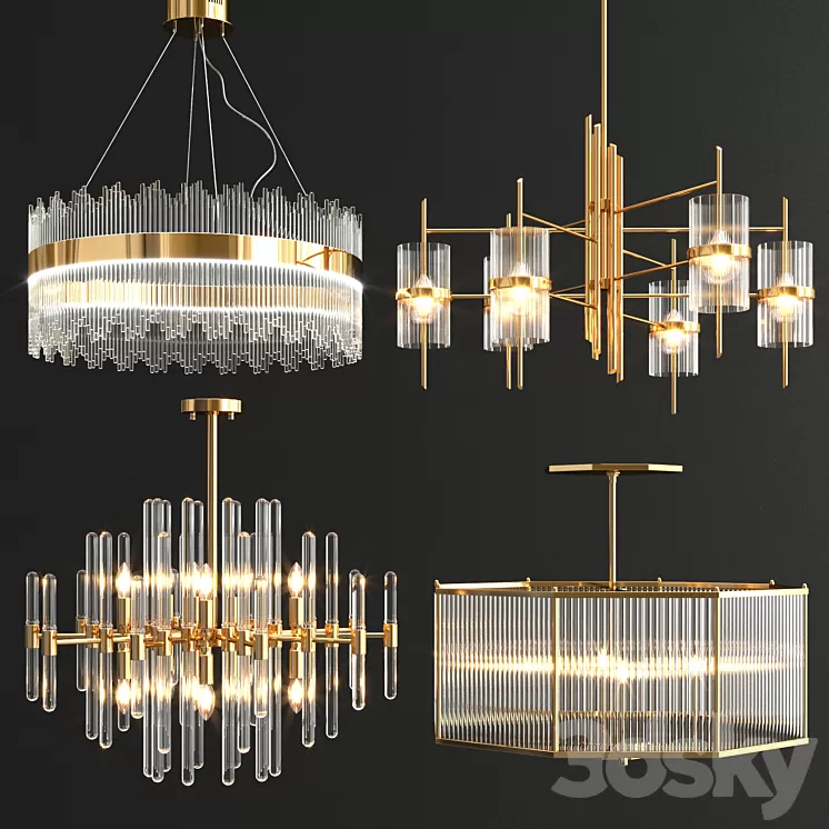 Collection of modern chandeliers 3D Model
