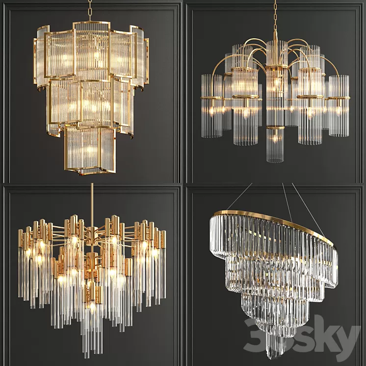Collection of modern crystal chandeliers 3D Model
