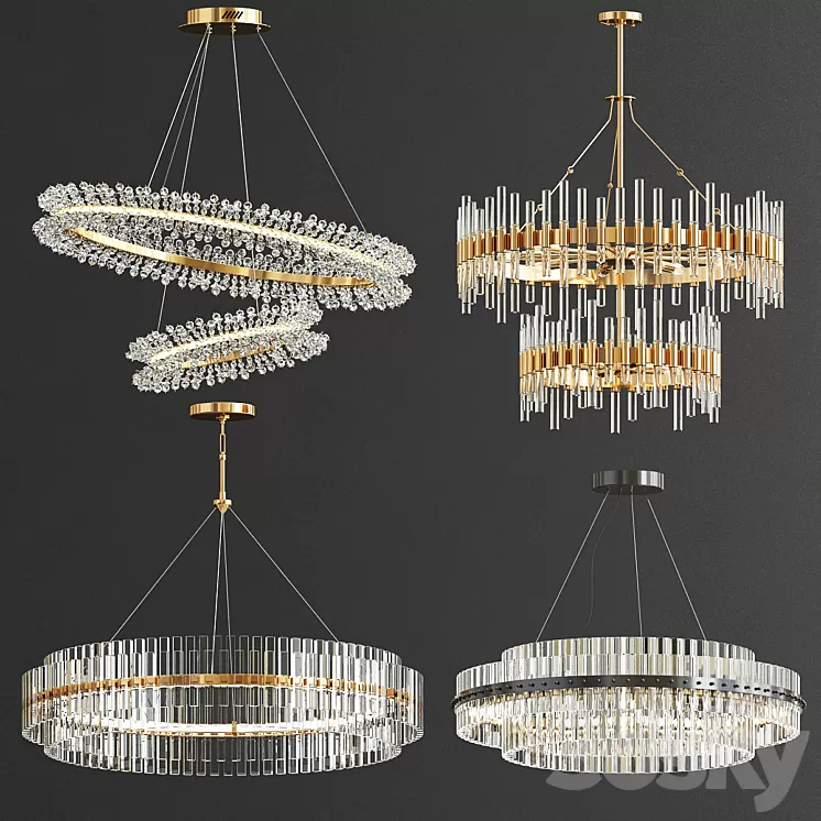 Collection of modern crystal chandeliers_2 3D Model