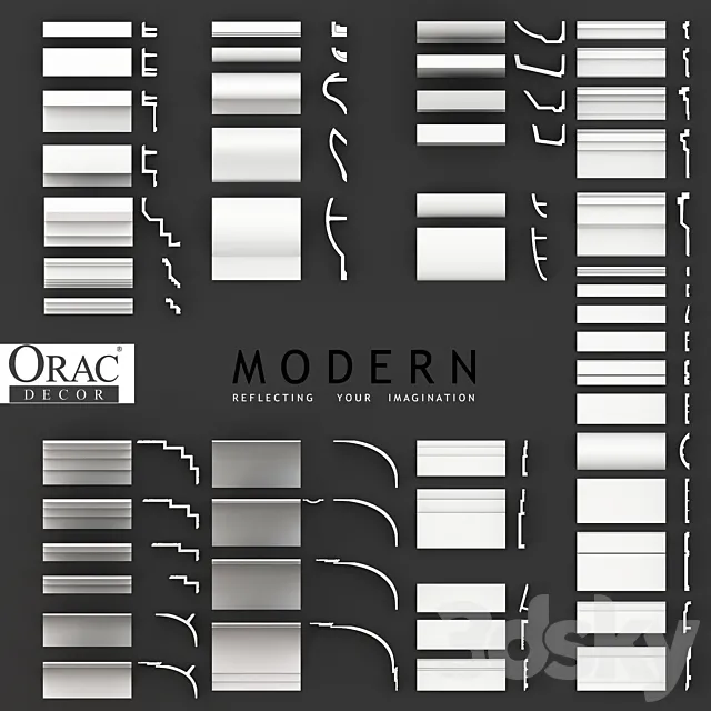 Collection of moldings. cornices and skirting boards Orac Decor. Modern (51 profile) 3DModel
