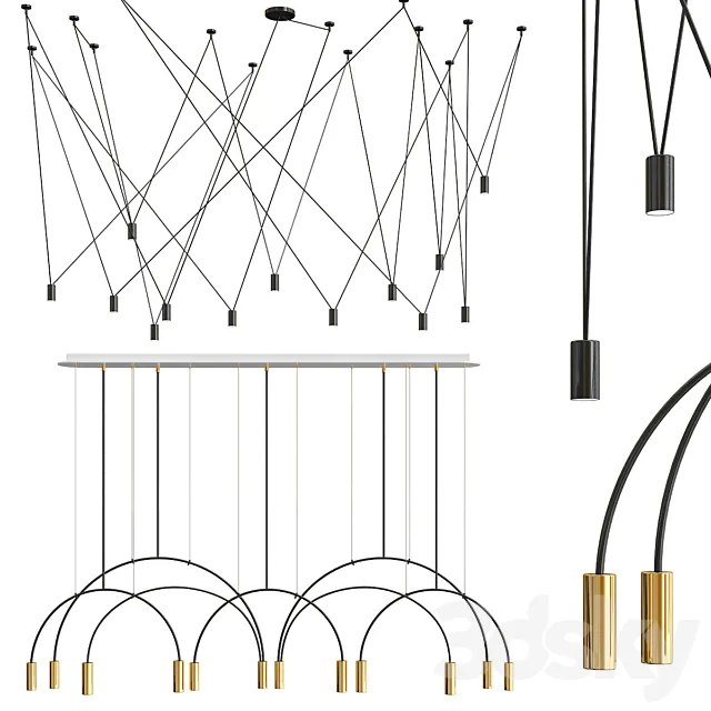 Collection of new minimalist chandelier_3 3D Model