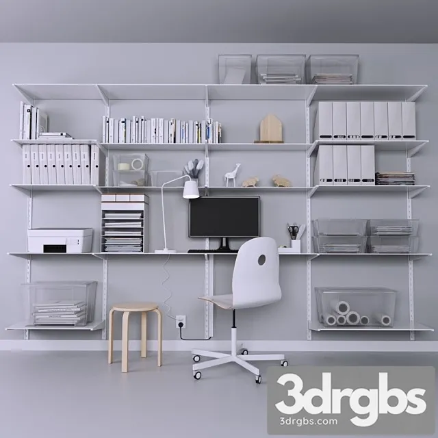 Collection of office furniture with stationery armchair and other accessories 2 3D Model Free