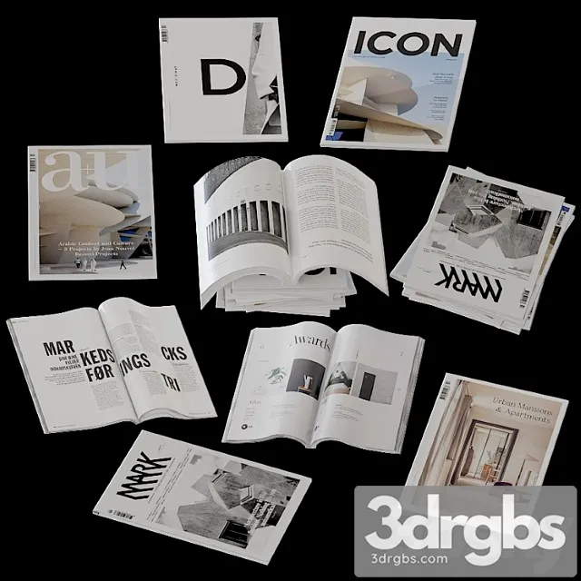 Collection of open and closed magazines 3D Model Free
