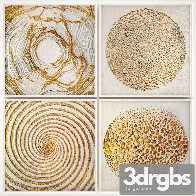 Collection Of Paintings 10 Luxury Frame Wall Decor Decoration Gold Decor White 3D Model Free