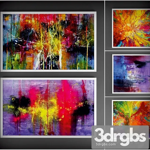 Collection Of Paintings Abstract 2 3D Model Download