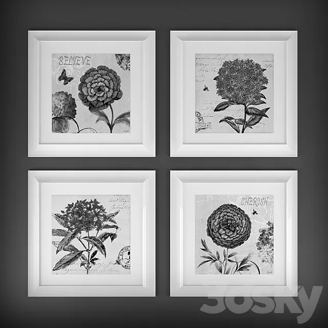 Collection of paintings "Flowers" 3D Model