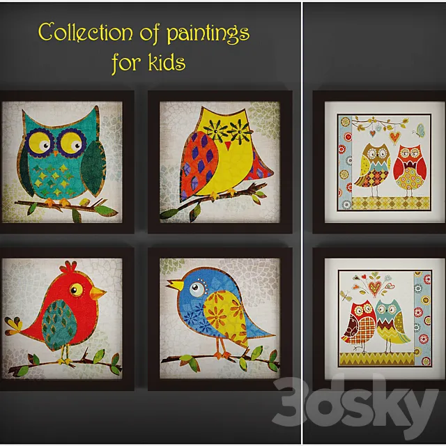 Collection of paintings for kids 3DModel