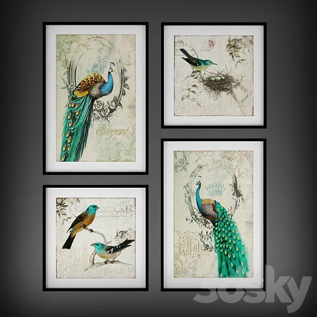 Collection of paintings "The Birds" 3DModel