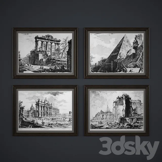 Collection of paintings "The engravings of the 18th century" 3DModel