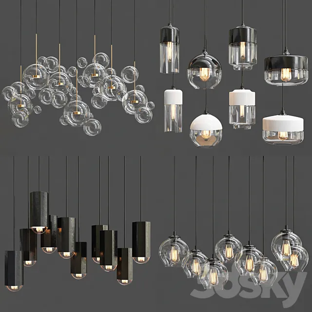 Collection of Pendant Lights 3D Model