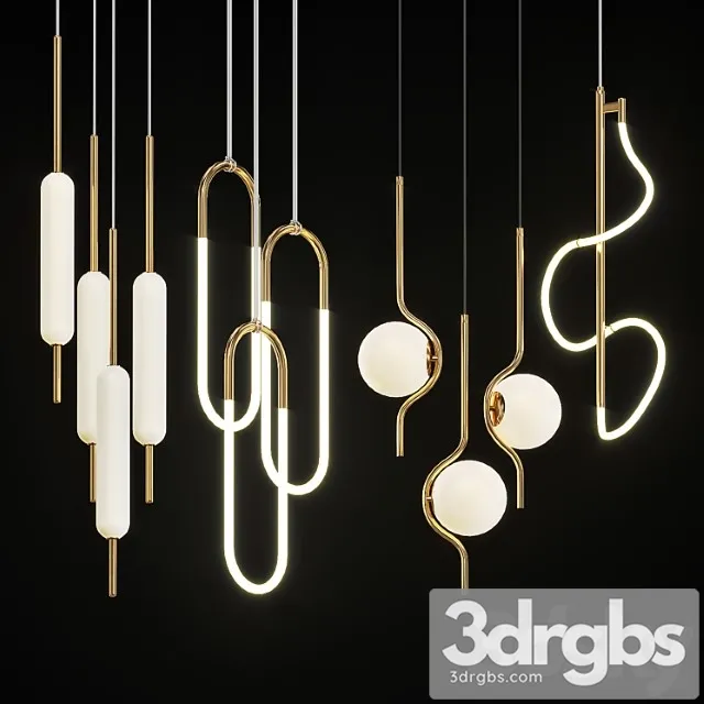 Collection of pendant lights lampatron  3D Model Free