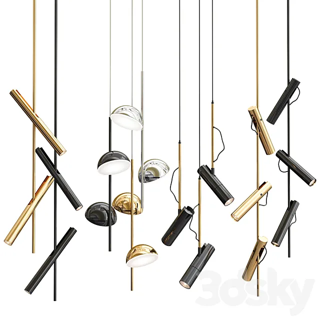 Collection of pendant lights_4 3D Model