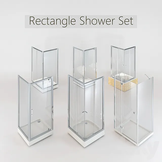 Collection of Rectangular Shower Cabins 3DModel