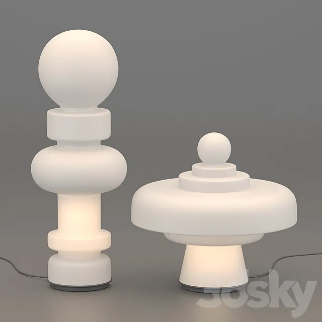Collection of universal lamps Fontana Arte RE and REGINA 3D Model