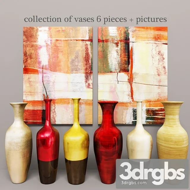 Collection Of Vases 6 Pieces Pictures 3D Model Free