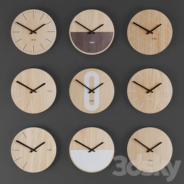 Collection of wall clocks 10 3D Model