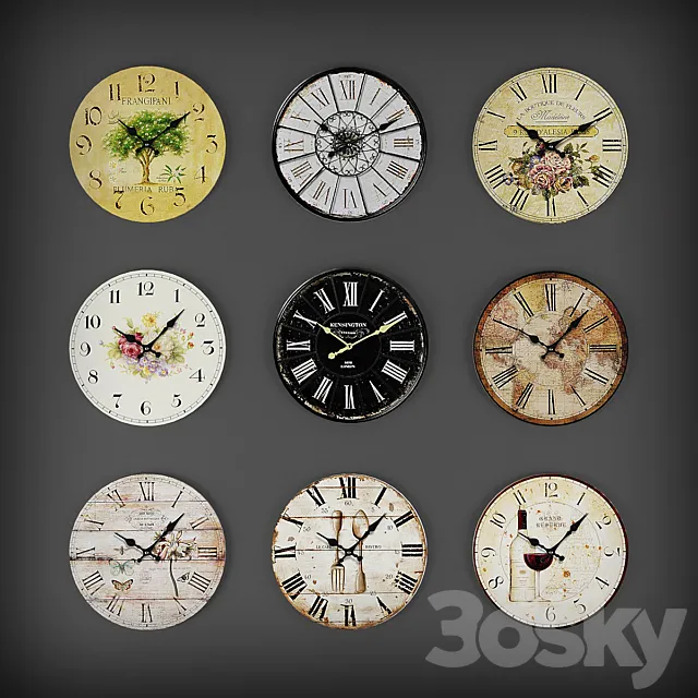 Collection of wall clocks 2 3D Model
