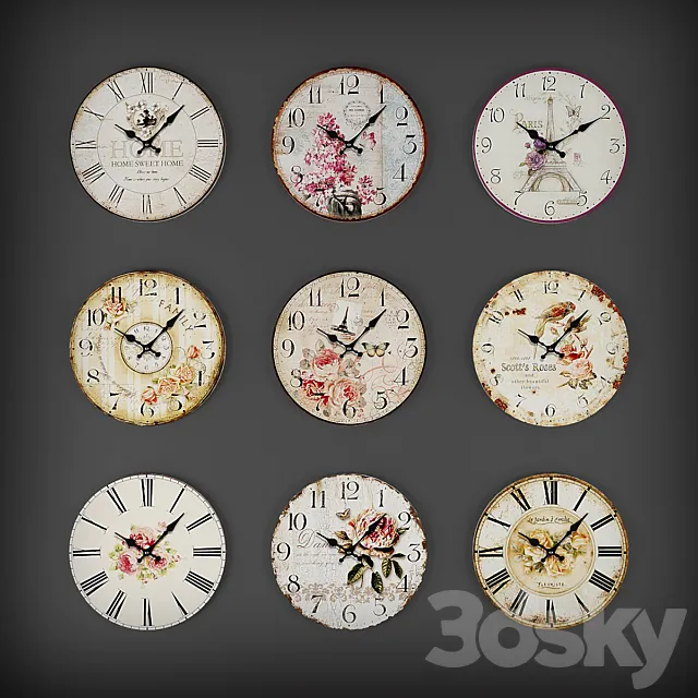 Collection of wall clocks 3DModel