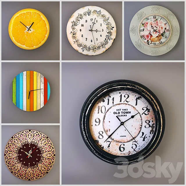 Collection of wall clocks handmade 3DModel