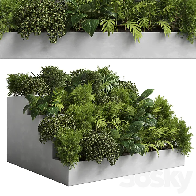 collection outdoor plant 22 - stairs concrete vase 3D Model