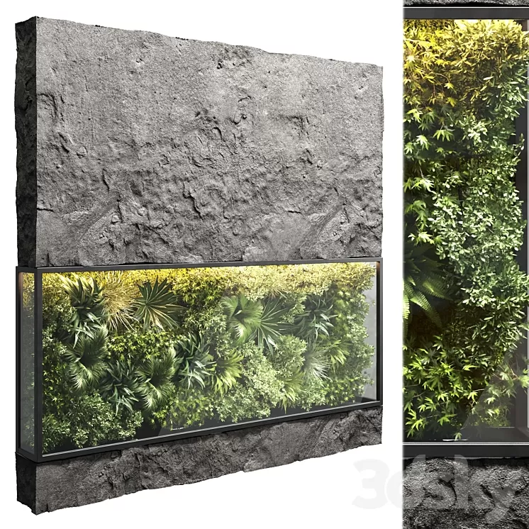 collection outdoor plant stand rock vertical garden wall glass bax vase 12 corona 3D Model Free