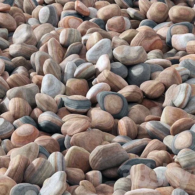 Collection pebble river _ Collection of river pebbles 3D Model