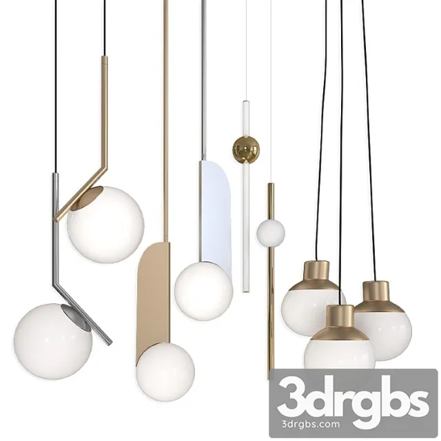 Collection pendants set 15 lampatron neo - b Lux c ball - mass light 3D Model Free