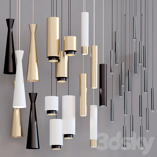 Collection Pendants set 9 Circa Fabbian Tradition Favor 3D Model