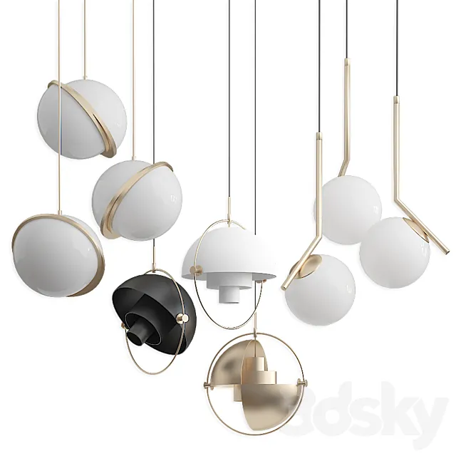 Collection Pendants set Lee Broom Gubi B.lux 3D Model