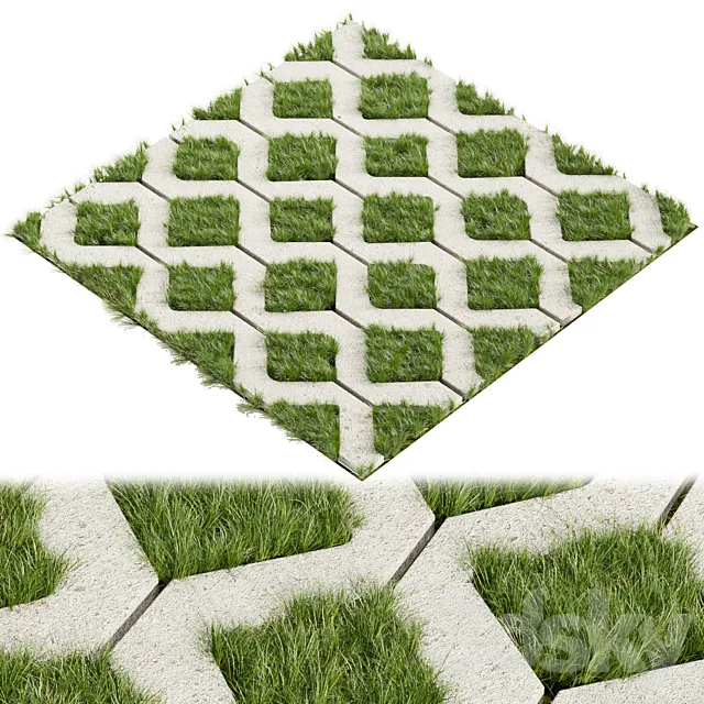 Collection plant vol 398 - grass - concrete - tileable 3D Model