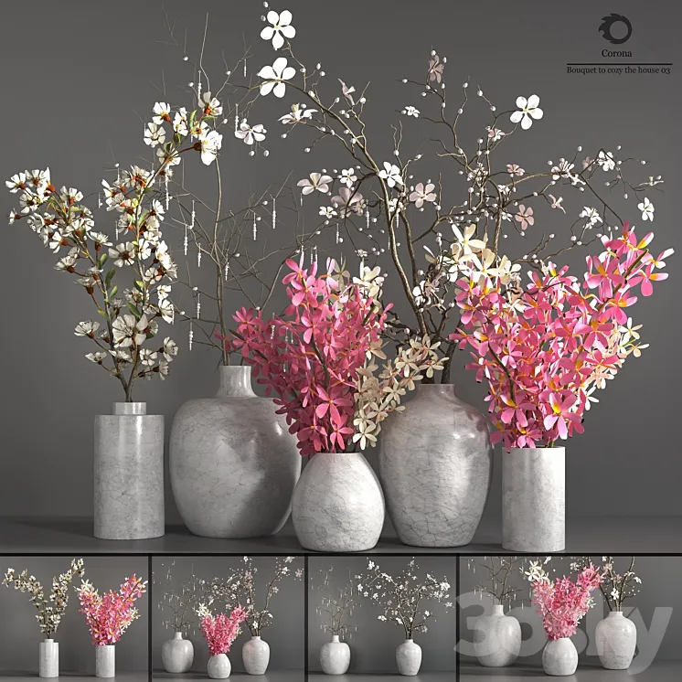 Collection Plants Bouquet 3D Model Free