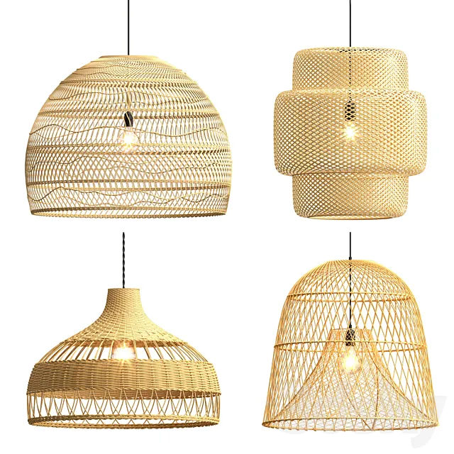 Collection rattan pendant lights 3DModel