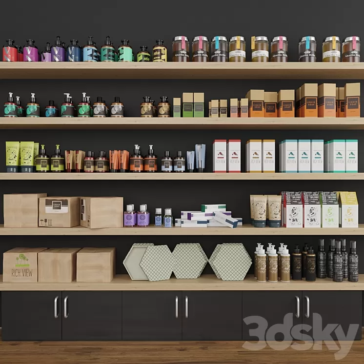 Collection set of cosmetics for beauty salons or shops. Make up 3D Model