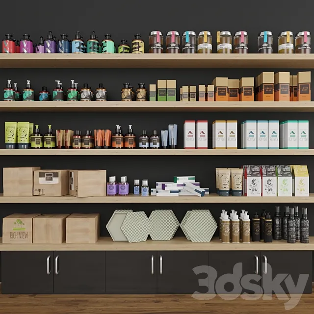 Collection set of cosmetics for beauty salons or shops. Make up 3DModel