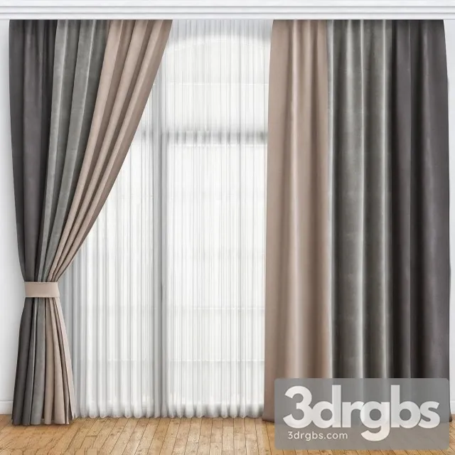 Color Felt Curtain 3D Model Free