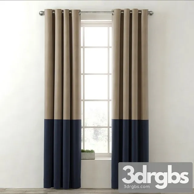 colorblock cotton canvas drapery panel 3D Model Free