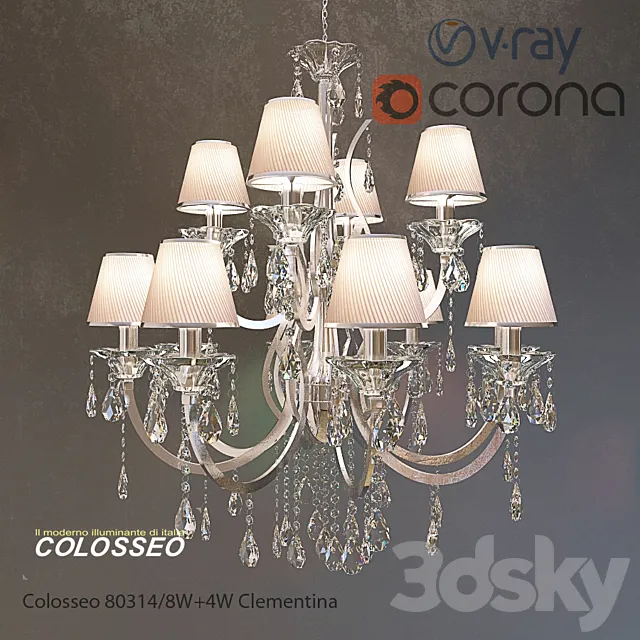 COLOSSEO chandelier 80314_8 +4 CLEMENTINA Chrome 3DModel