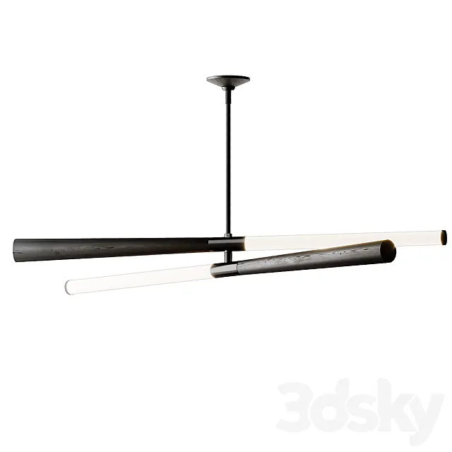 Colt Linear LED Wood Black Chandelier CRATE & BARREL EXCLUSIVE 3DModel