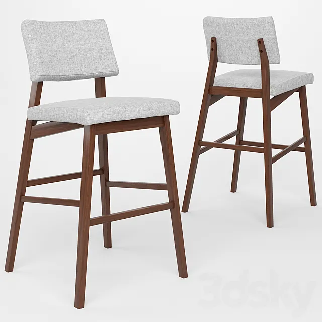Colton_Mid_Century_Bar_Stool_01 3D Model