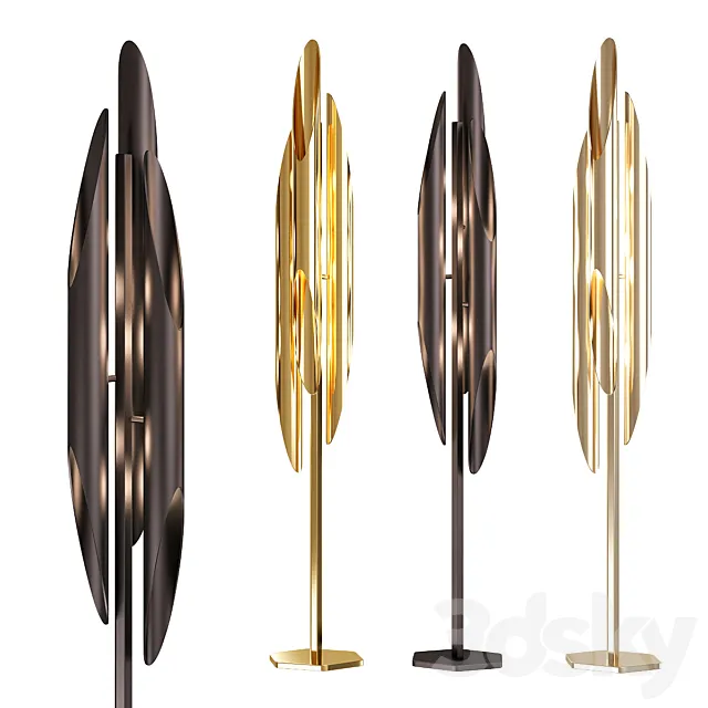 Coltrane Floor Lamp in Black and Steel 3DModel