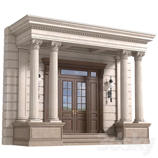 Column Porch Entrance to the house Classic Porch 3D Model
