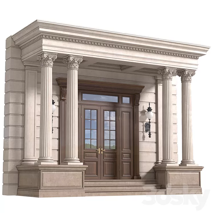 Column Porch Entrance to the house Classic Porch 3D Model
