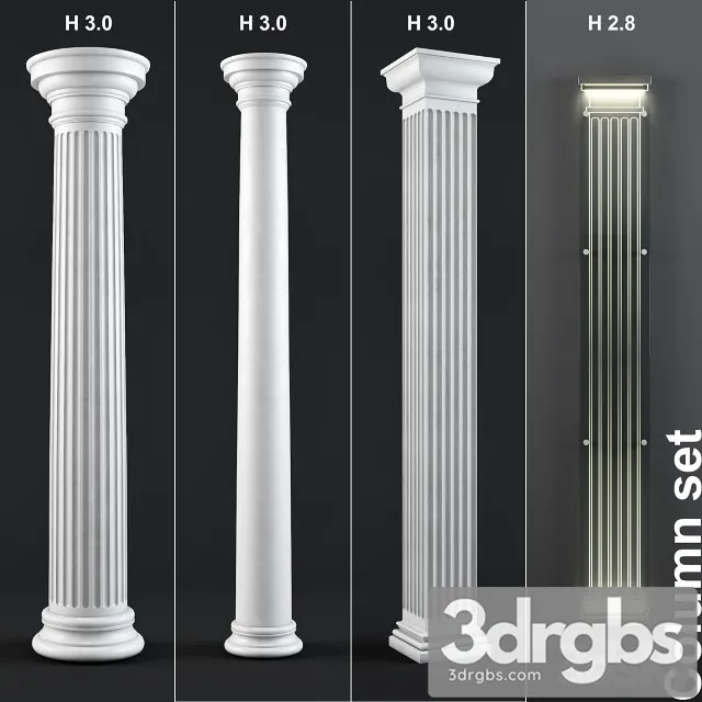 Column Set 4 3D Model Free