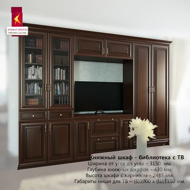 Combat \ Bookcase - library with TV 3DModel