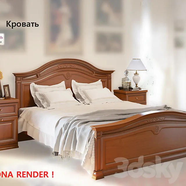 Combat \ double bed and nightstand 3DModel