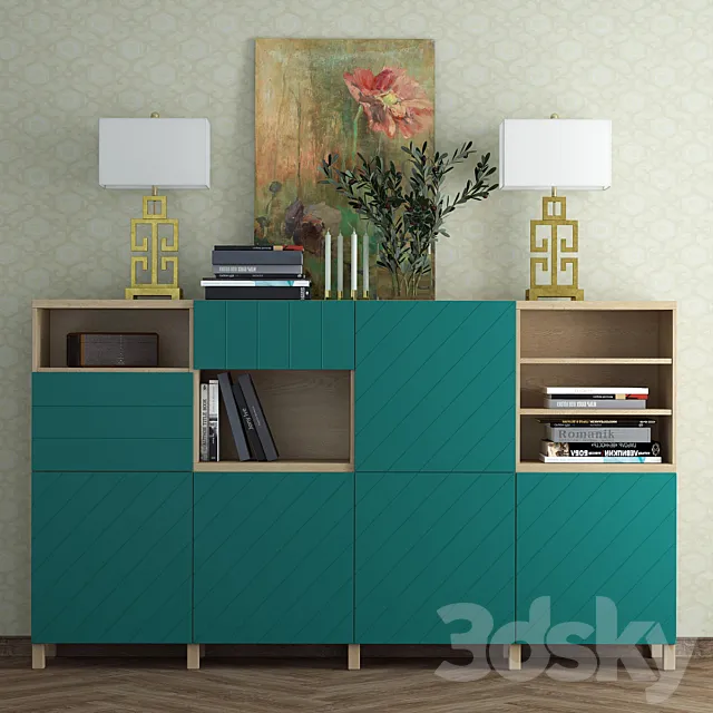 Combination for storage Ikea Besto _ Hallstavik (blue - green). 3DModel